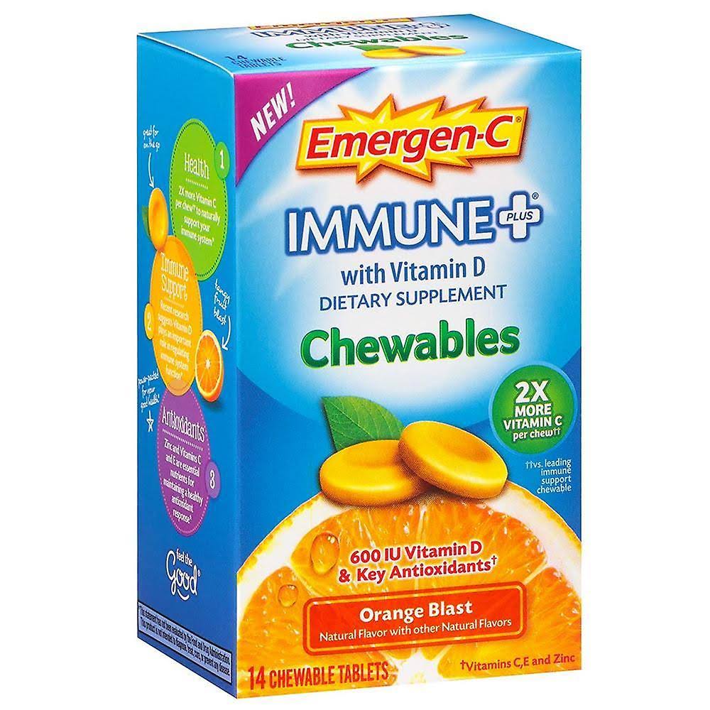 Emergen C Immune Plus Chewables Tablets - Orange Blast, 14 Pack