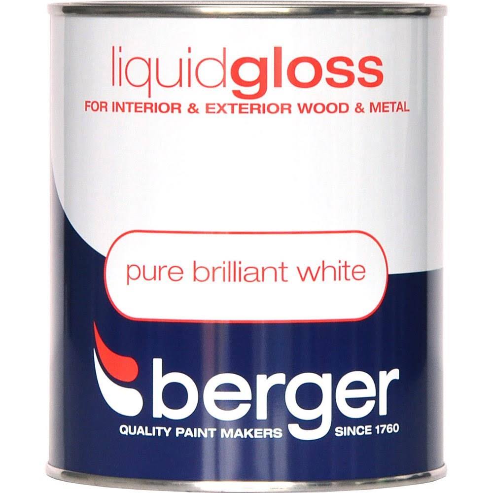 Berger Liquid Gloss Paint - Pure Brilliant White, 1.25L