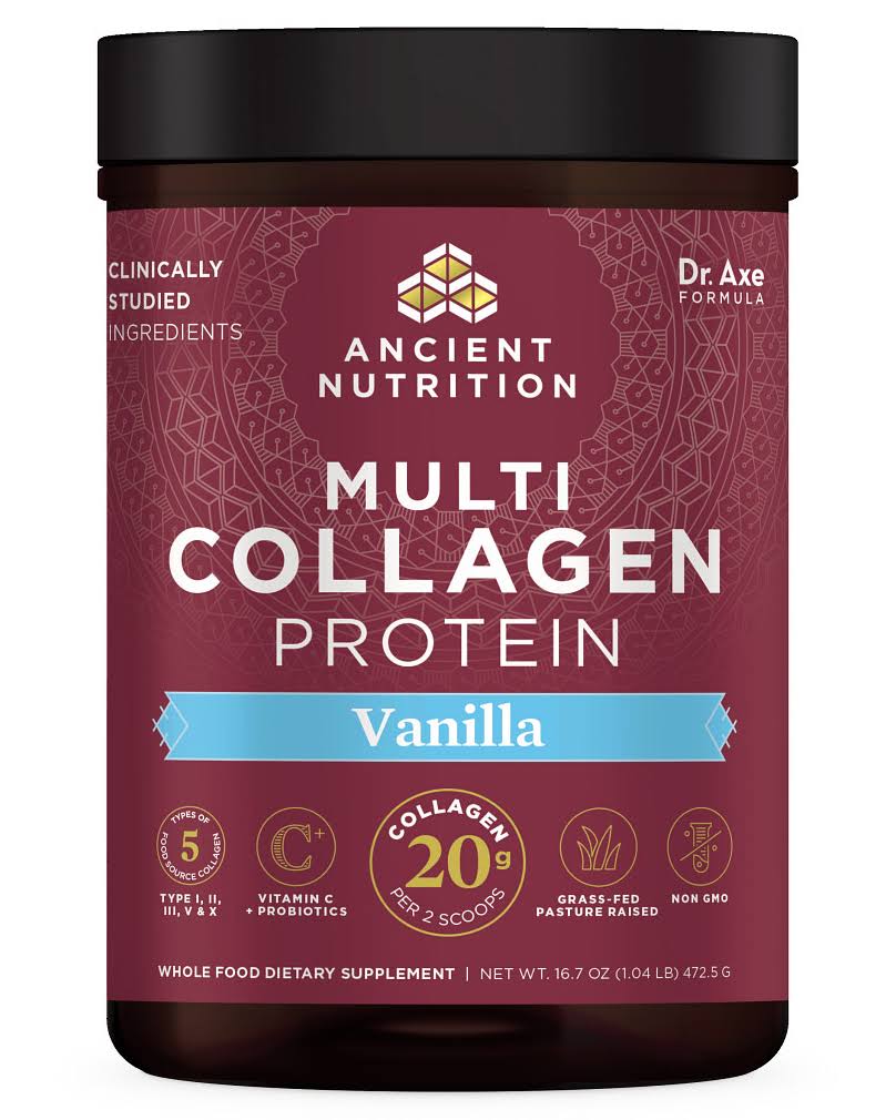 Dr Axe Ancient Nutrition Multi Collagen Protein Vanilla 1 05 Lbs 475 G