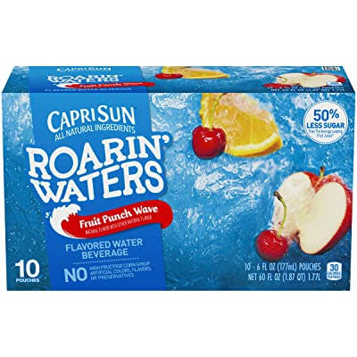 Capri Sun Roarin'Waters Flavored Water Beverage - Fruit Punch, 10 Pouches, 1.77l