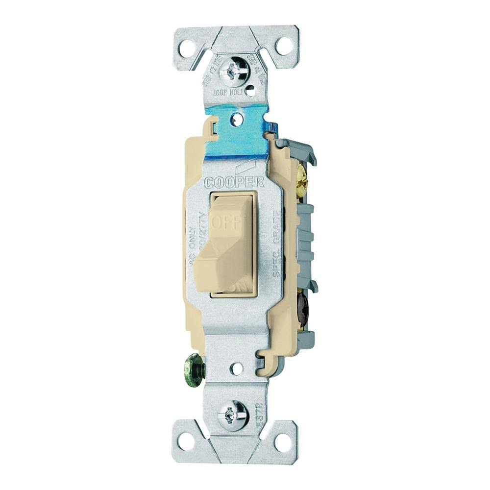 Cooper Wiring Devices Grounded Compact Toggle Switch - Ivory, 3 Way