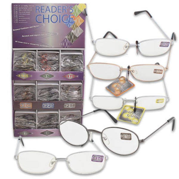 Metal Frame Reading Glasses Display Case Pack 324