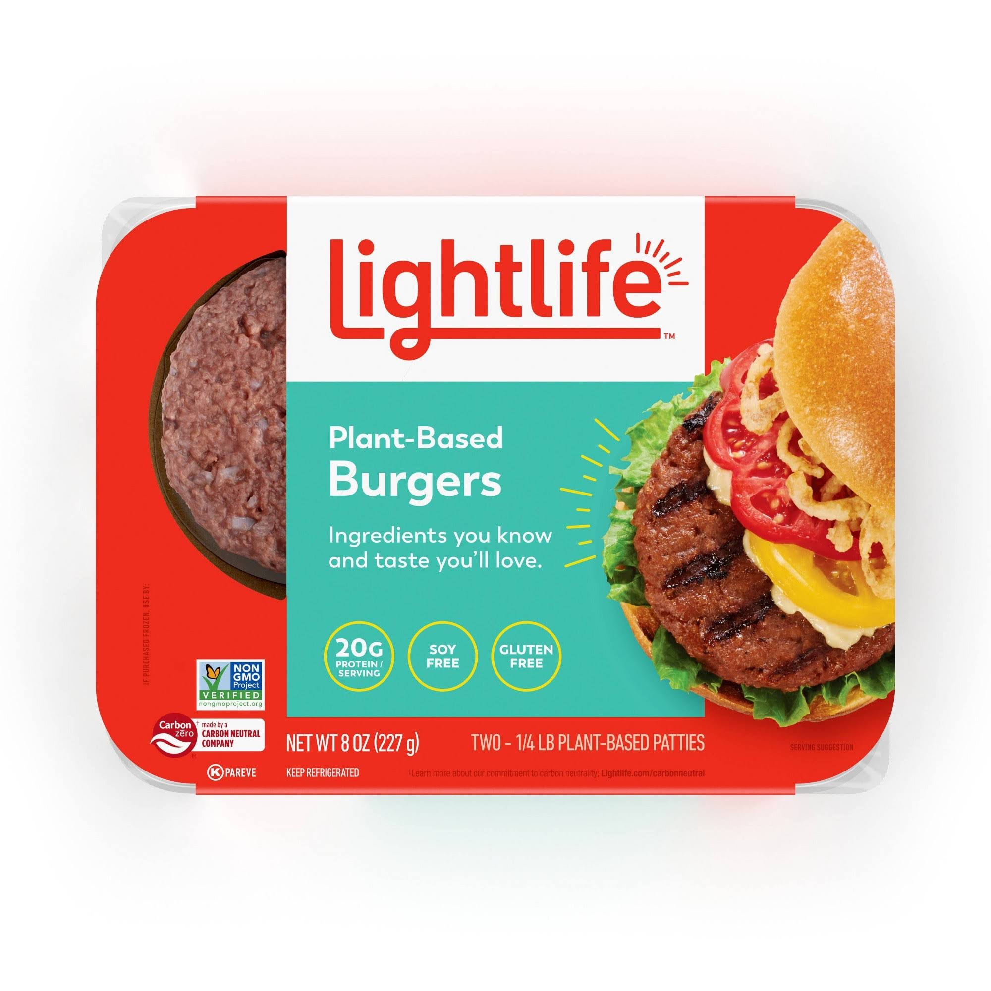 Lightlife Burger, Plant-Based - 2 pack, 0.25 lb patties