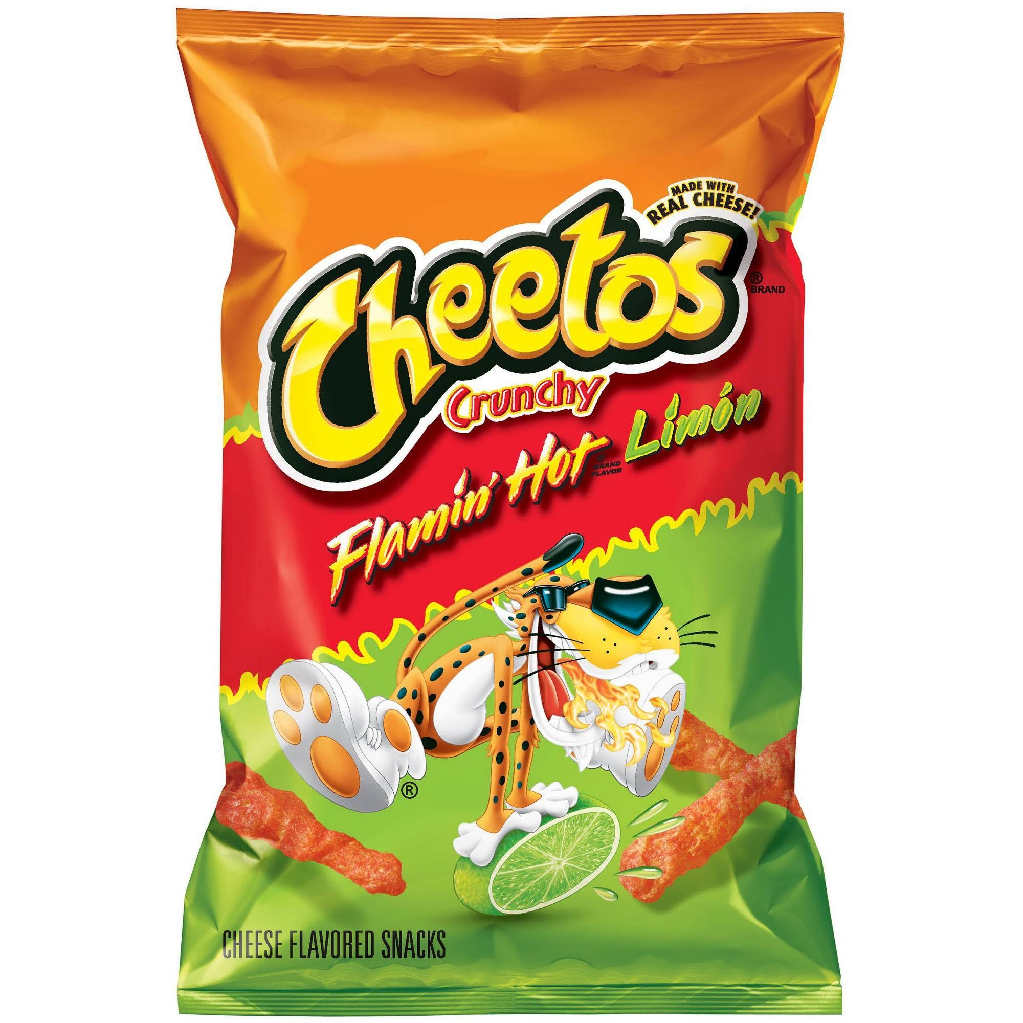 Cheetos Cheese Flavored Snacks, Flamin Hot Limon Flavored, Crunchy - 3.25 oz