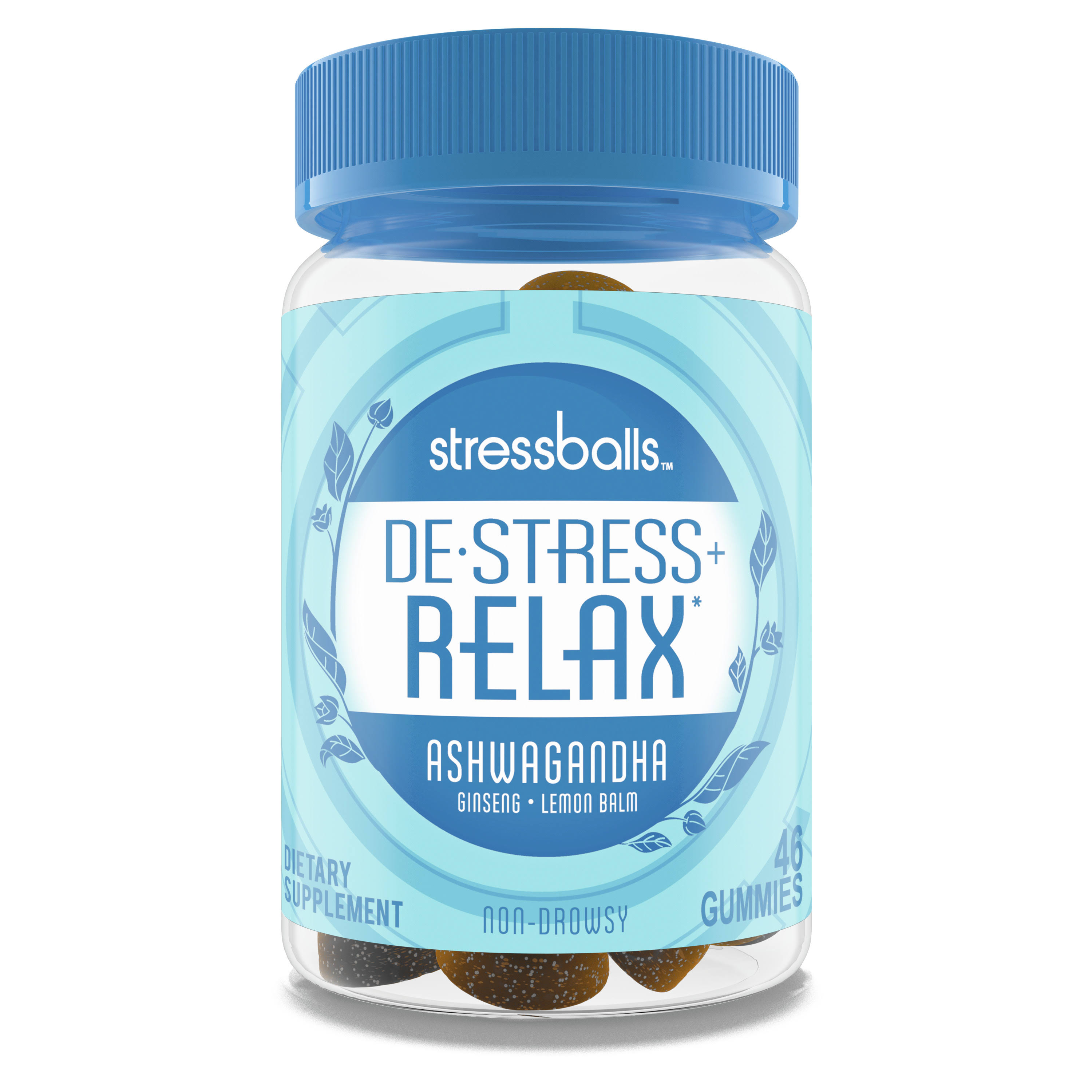 Stressballs De-Stress + Relax, Ashwagandha, Gummies - 46 gummies