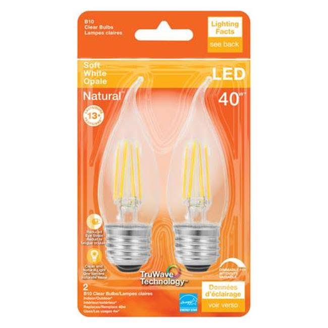 SYLVANIA 40 W Daylight B10 Clear Led Bulbs - 2 each
