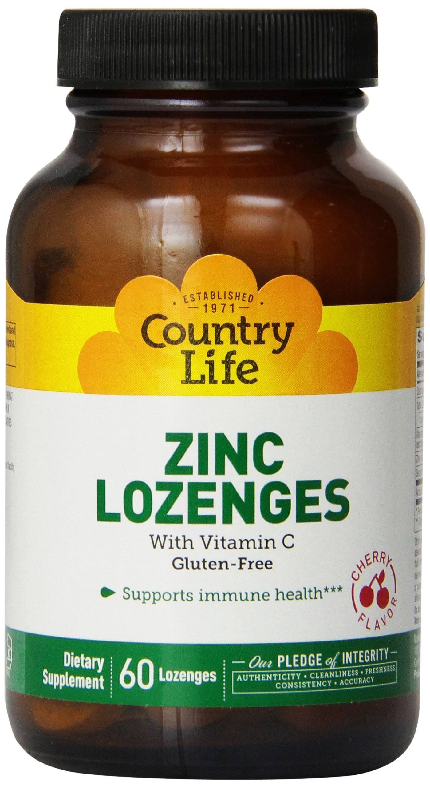 Country Life Zinc Lozenges - 60 Lozenges, Cherry