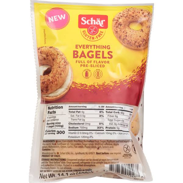Schar Gluten-Free Bagels, Everything - 14.1 oz