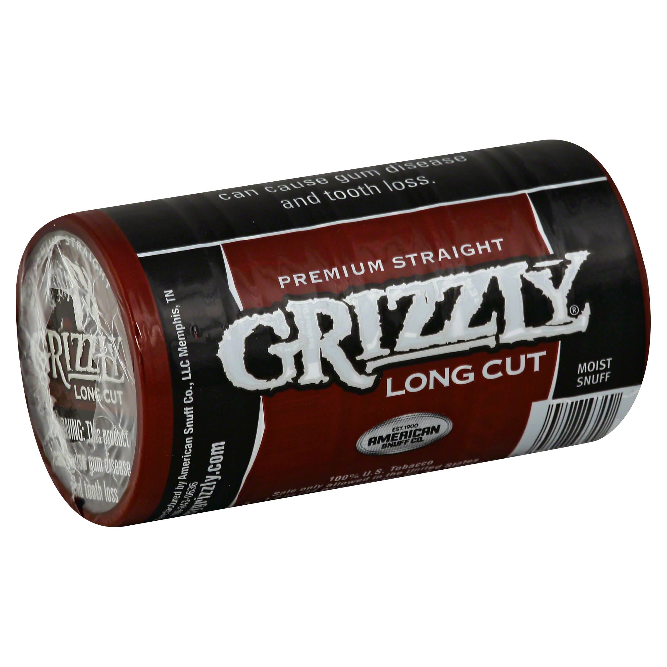Grizzly Snuff, Moist, Premium Straight, Long Cut - 5 pack, 1.2 oz cans