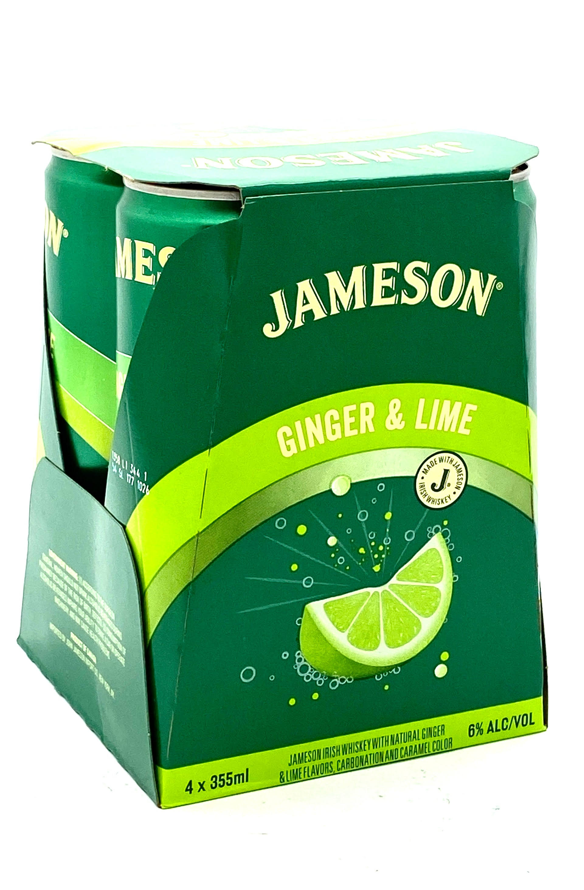 Jameson Irish Whiskey, Ginger & Lime - 4 pack, 12 fl oz cans