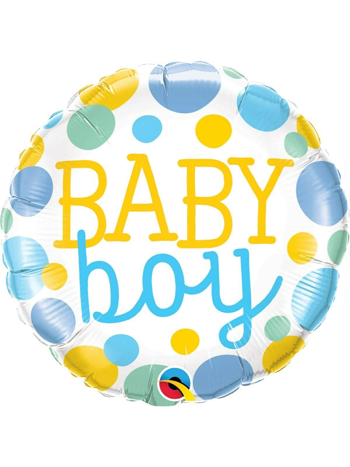 18 Inch Baby Boy Dots Foil Balloon
