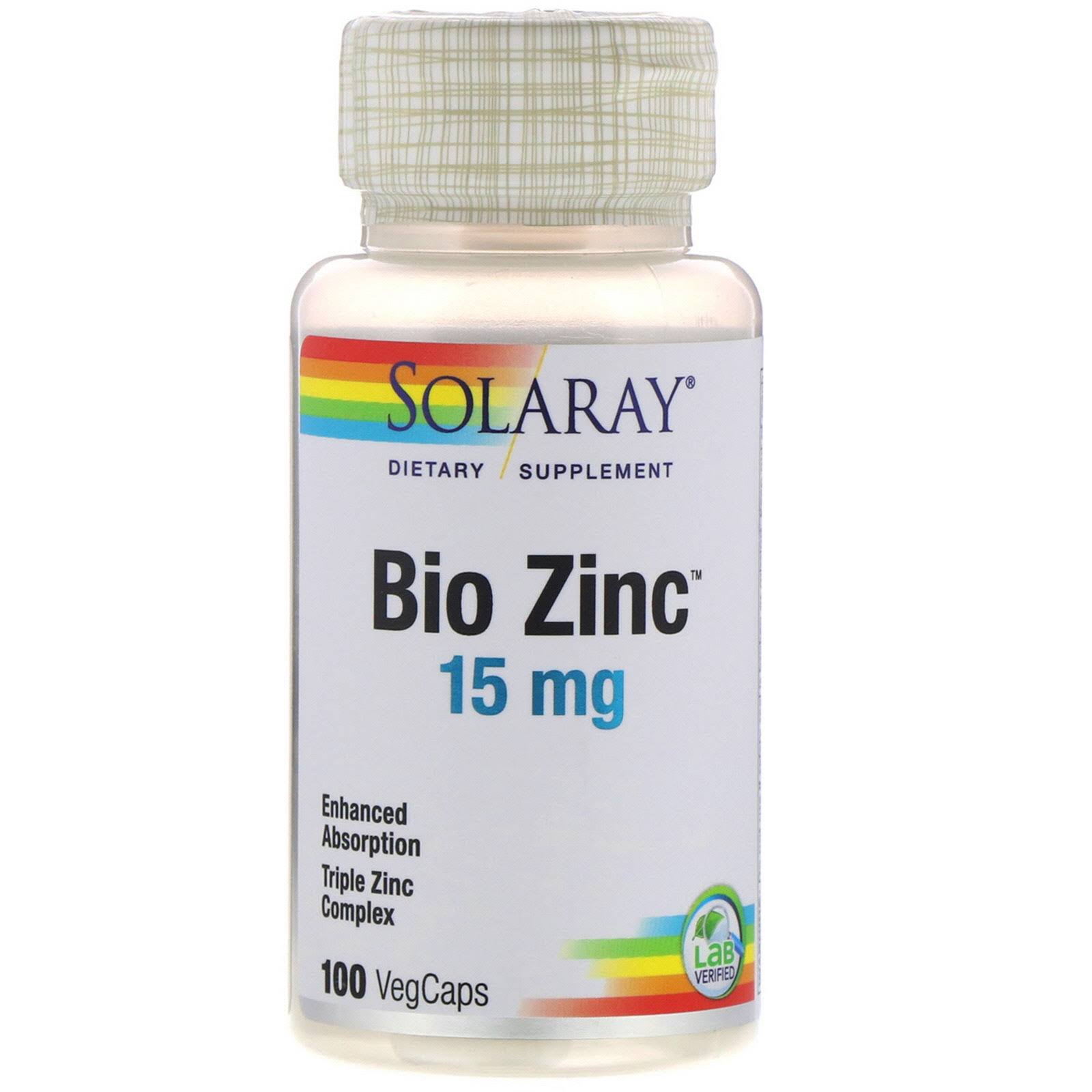 Solaray Bio Zinc Supplement - 15mg, 100 Capsules