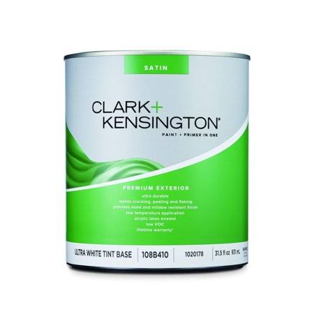 Clark+Kensington Satin Tint Base Ultra White Base Premium Paint Exterior 1 qt.