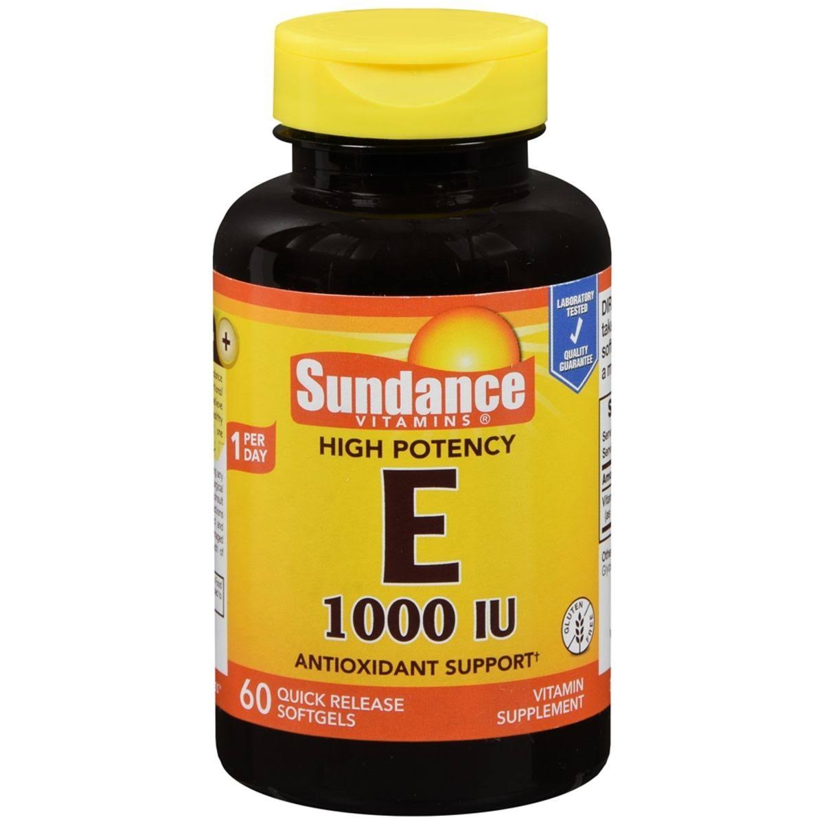 Sundance Vitamins High Potency E 1000 IU Vitamin Supplement Quick Release - 60 Softgels
