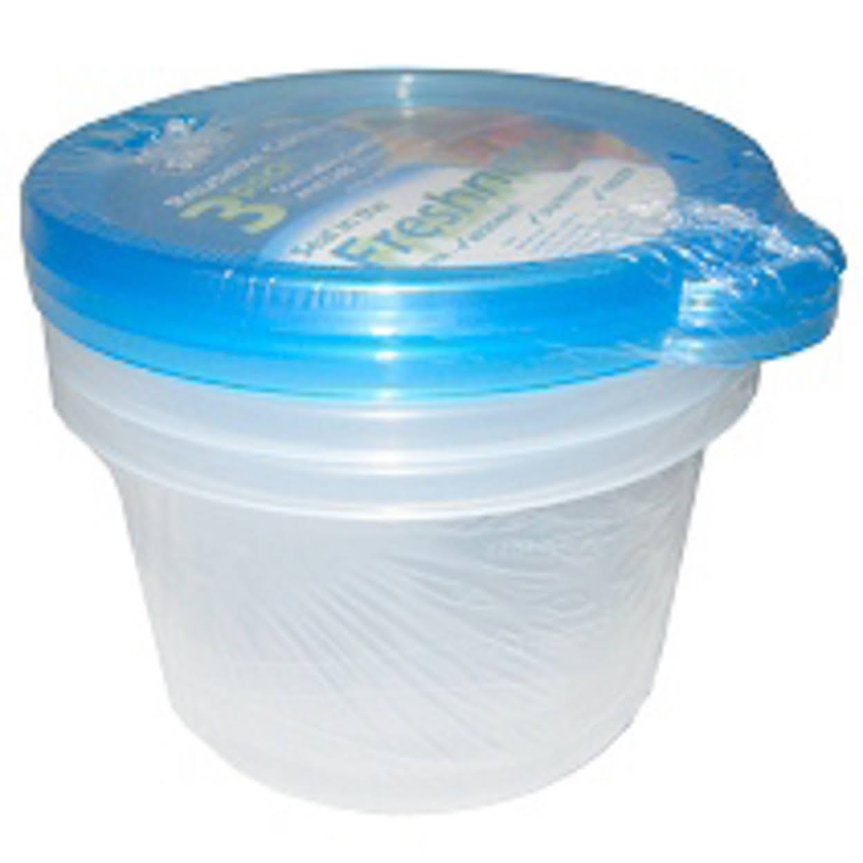 Stor-All FC30R3/24 CLR 30 oz Round Reusable 3pk Clear with Blue Lid, Pack of 24