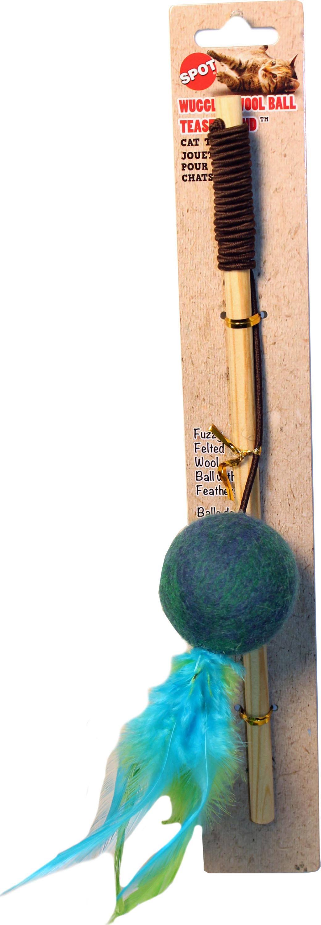 Ethical Pets Wool Ball Teaser Wand Wuggles Cat Toy