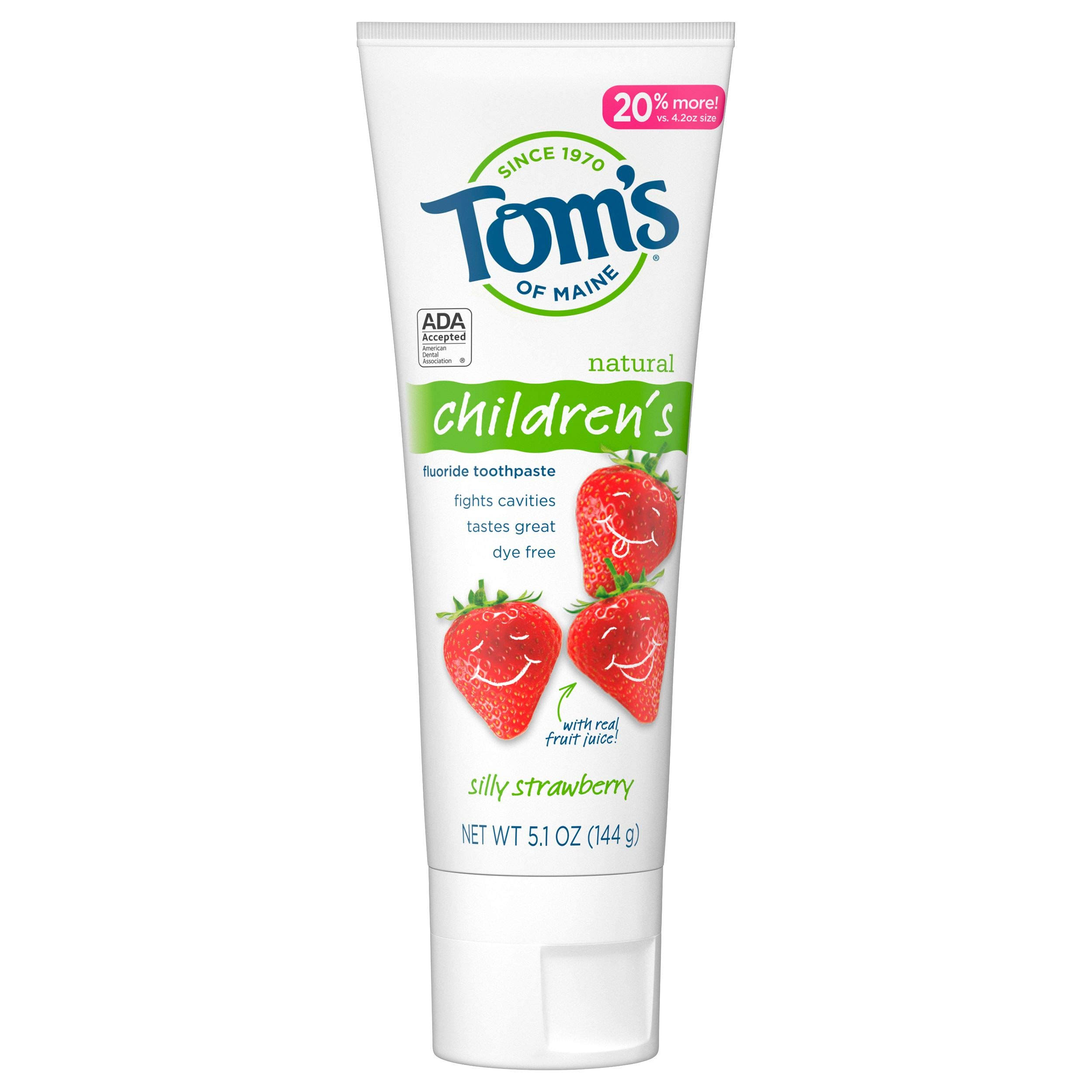 Tom's of maine silly strawberry fluoride toothpaste, 5.1 oz