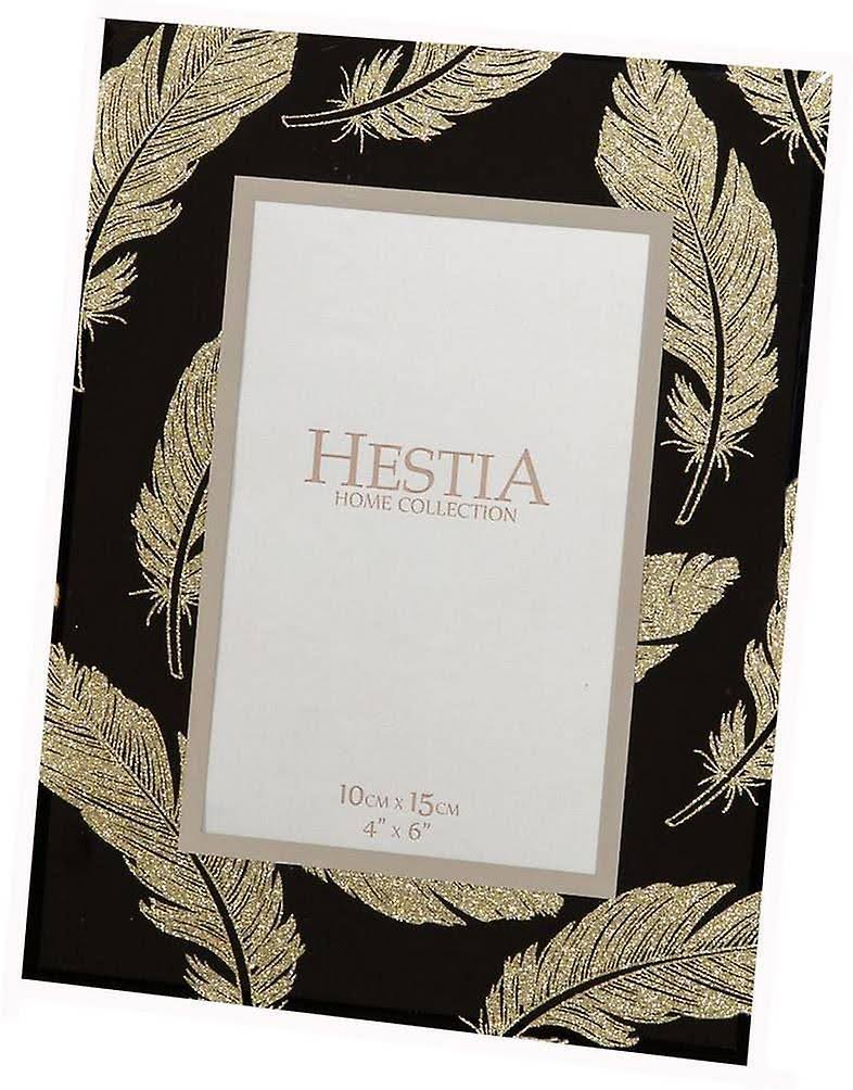 Hestia Black & Gold Glitter Feather Photo Frame 5' x 7'