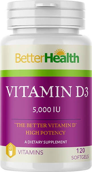 Better Health Vitamin D3 5000 IU 120 Softgels