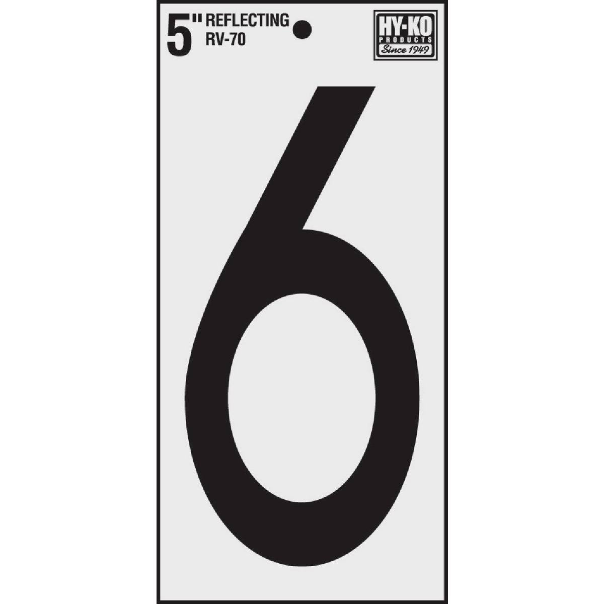 Hy-Ko Products Vinyl Reflective Number - #6, 5"