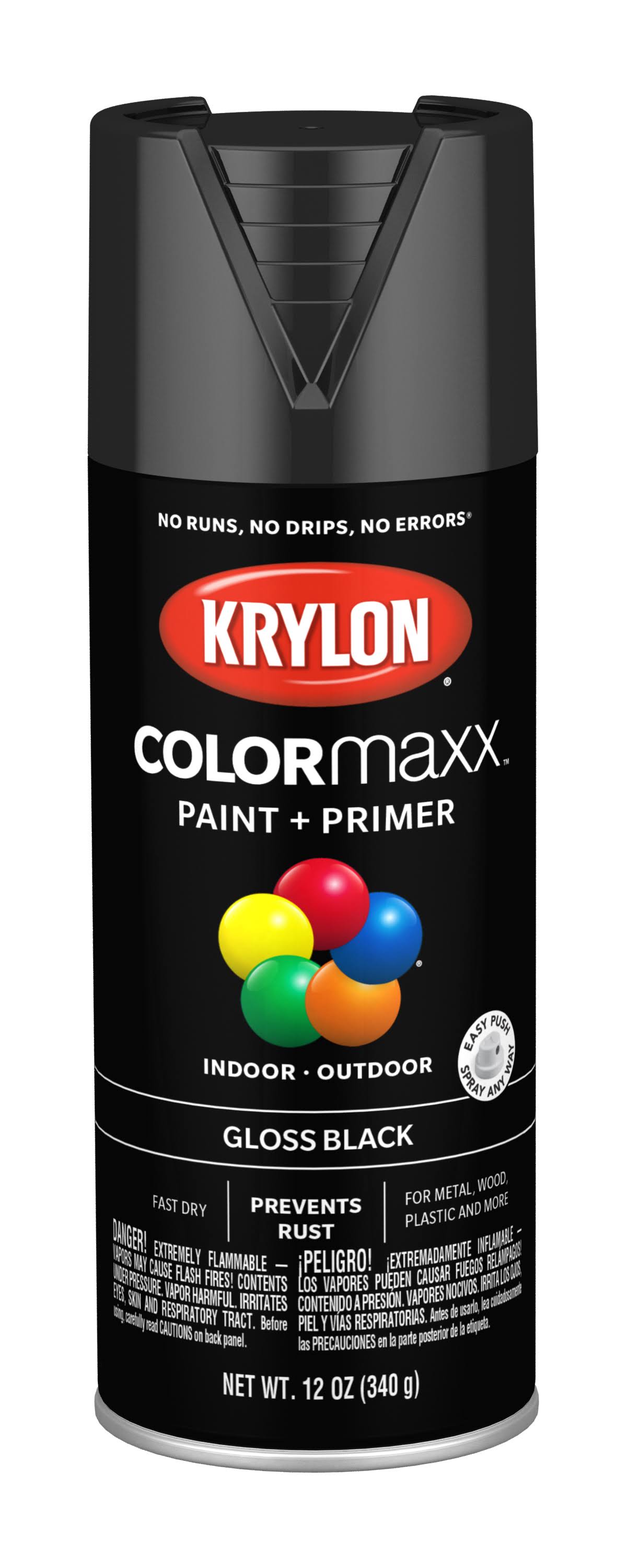 KRYLON COLORmaxx Spray Paint Gloss Black 12 oz Aerosol Can K05505007
