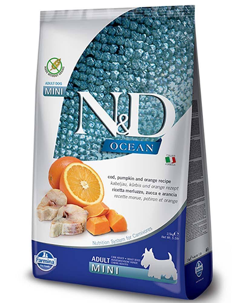 Farmina N&D Ocean Cod, Pumpkin & Orange Adult Mini Dry Dog Food, 5.5-lb