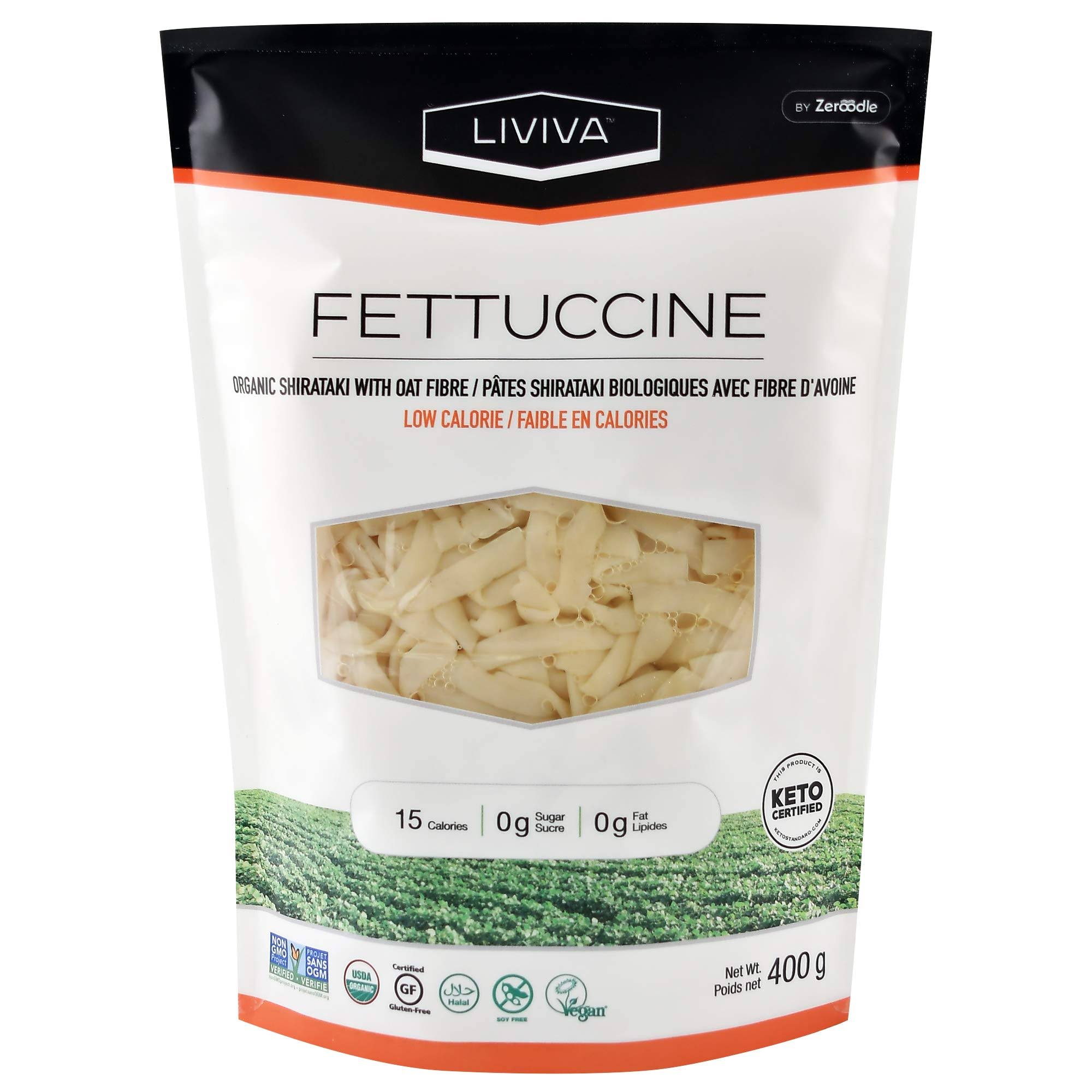 Zeroodle Organic Premium Shirataki Protein Pasta - Fettuccine With Oat Fiber, 14.11oz