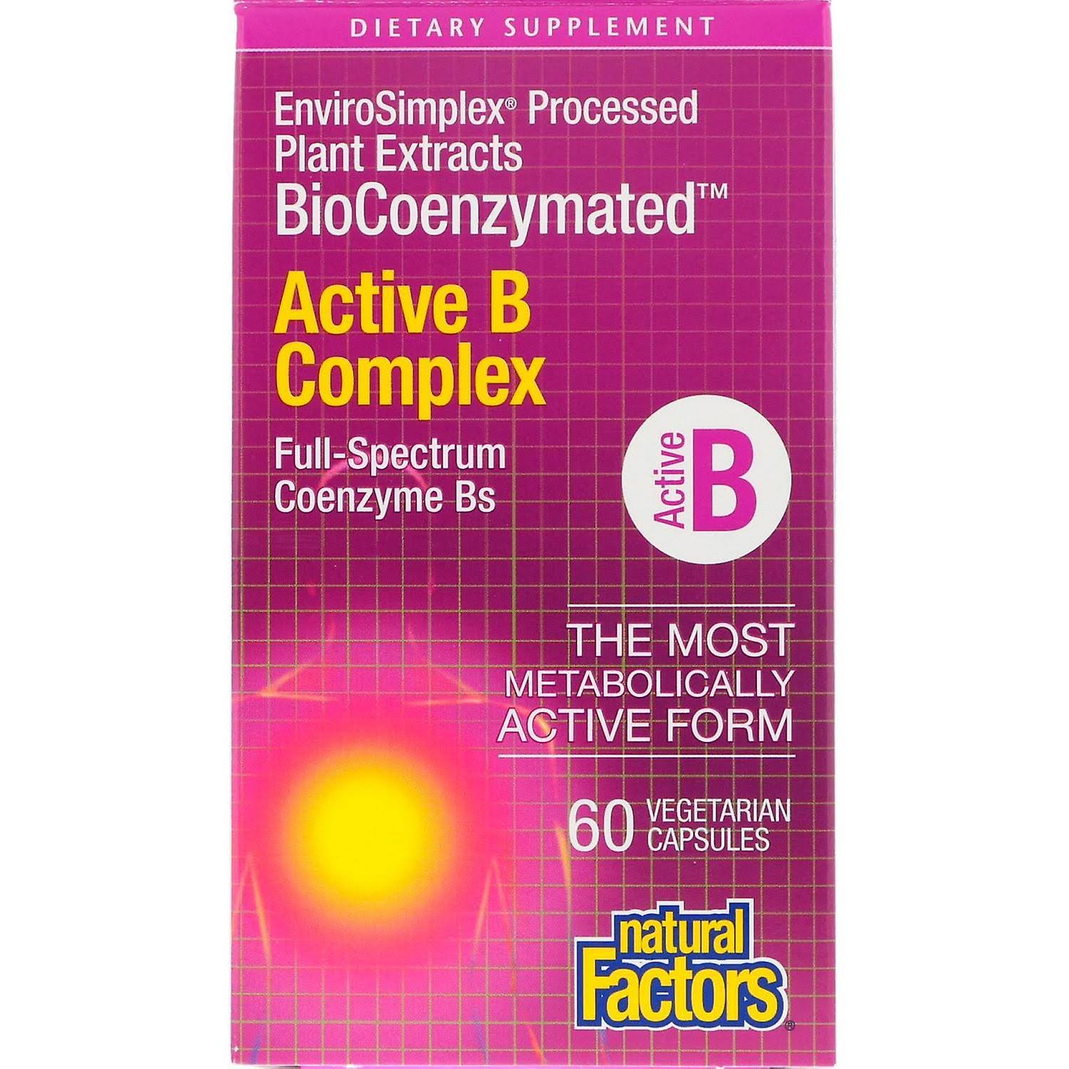 Natural Factors BioCoenzymated Active B Complex 60 Vegetarian Capsules