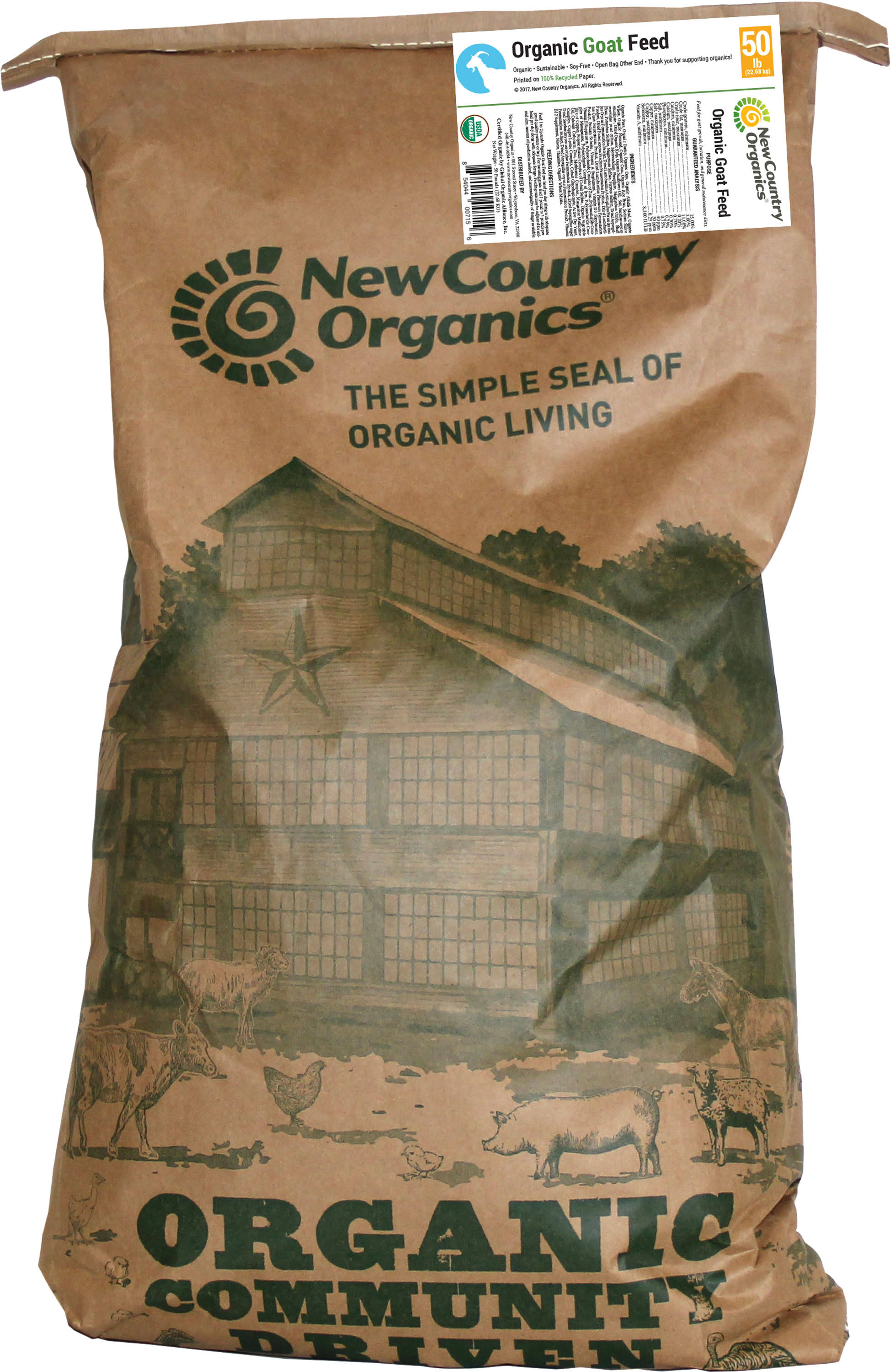 New Country Organics - Certified Organic Soy-Free Goat Feed 50 lb