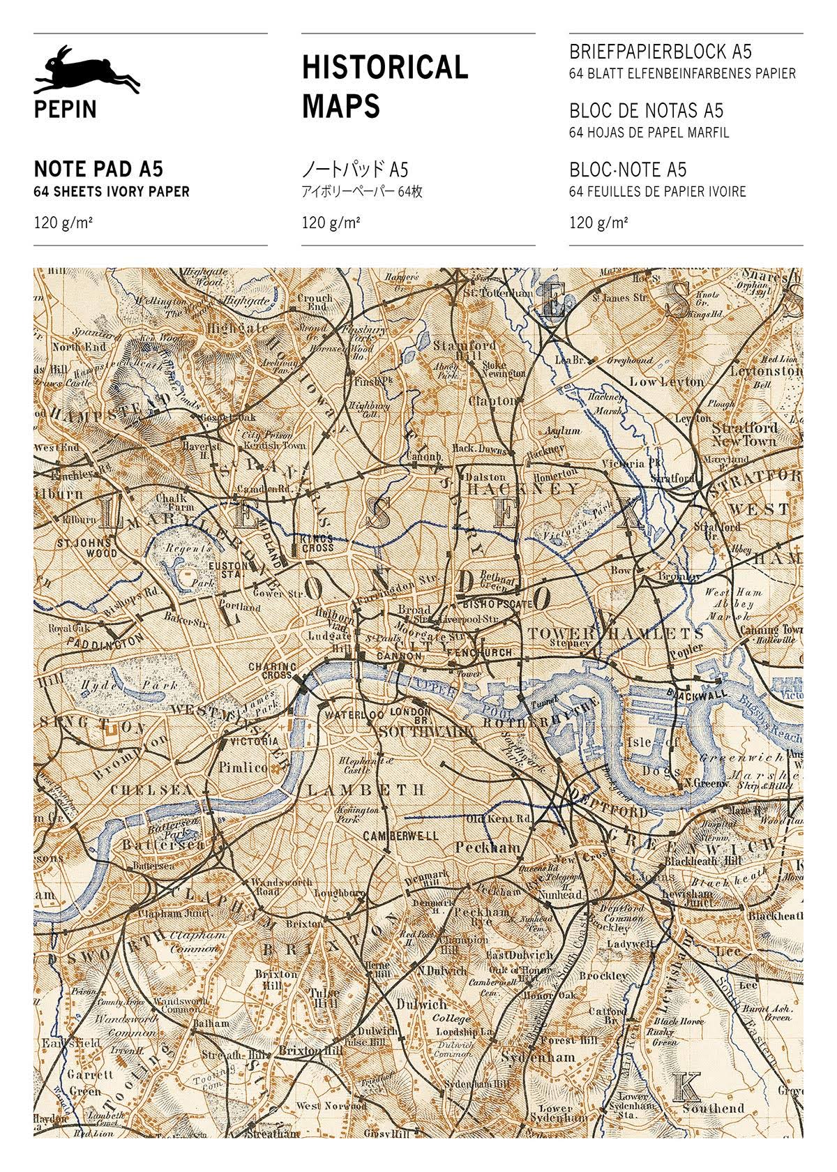 Historical Maps: Writing Paper & Note Pad A5