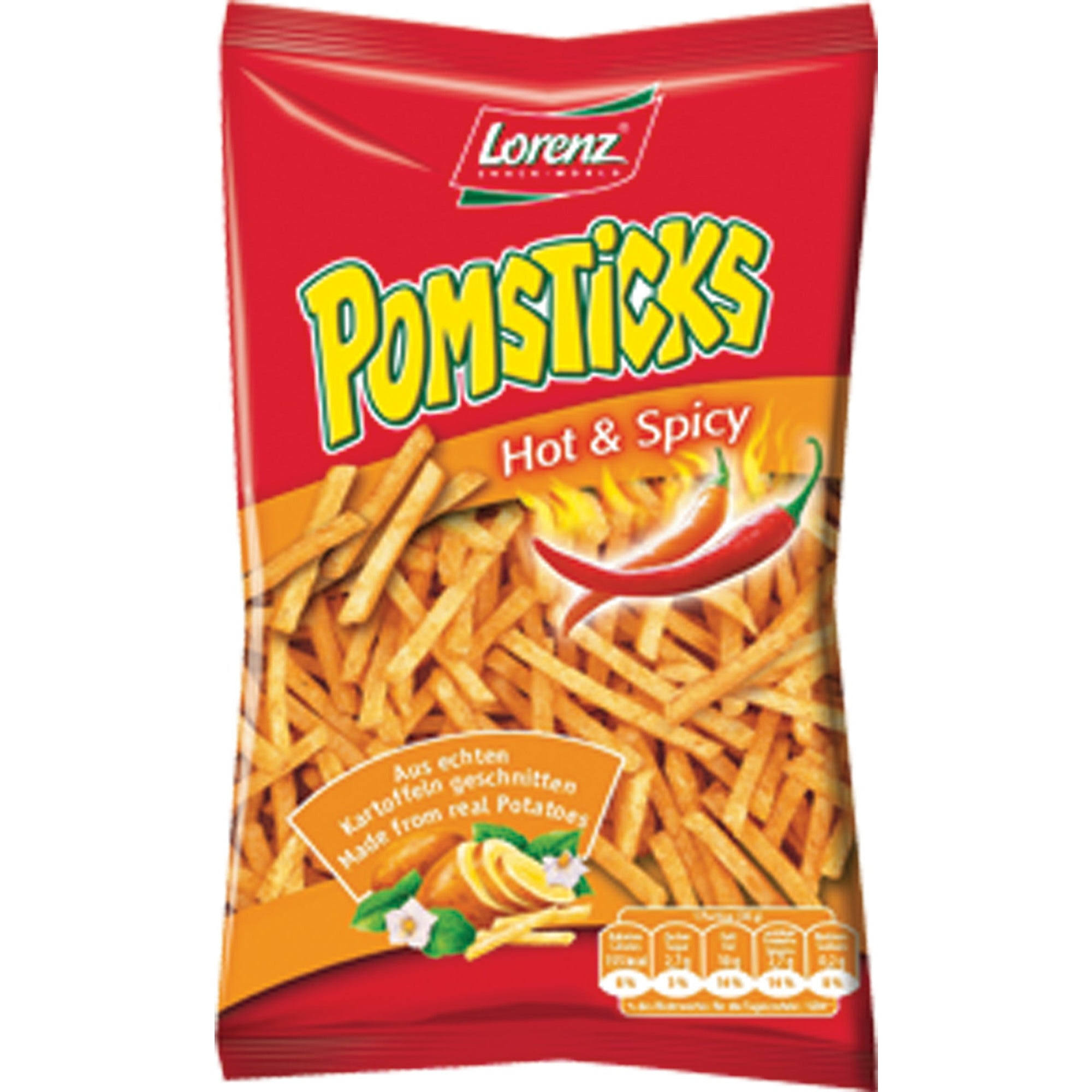 Lorenz Pomsticks Hot and Spicy Potato Sticks - with Chilli Flavor, 100g