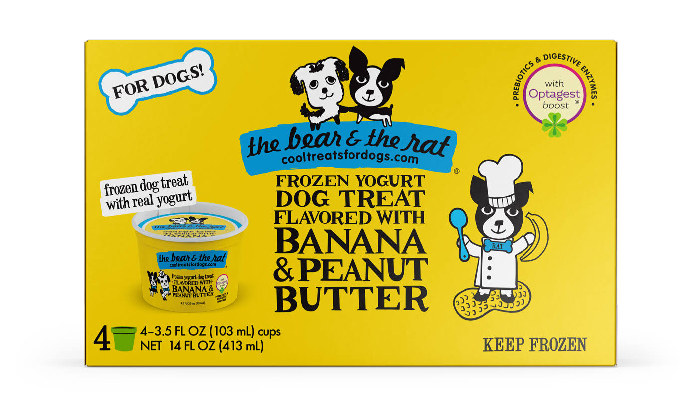 The Bear & The Rat Frozen Yogurt, Banana & Peanut Butter - 4 pack, 3.5 fl oz cups
