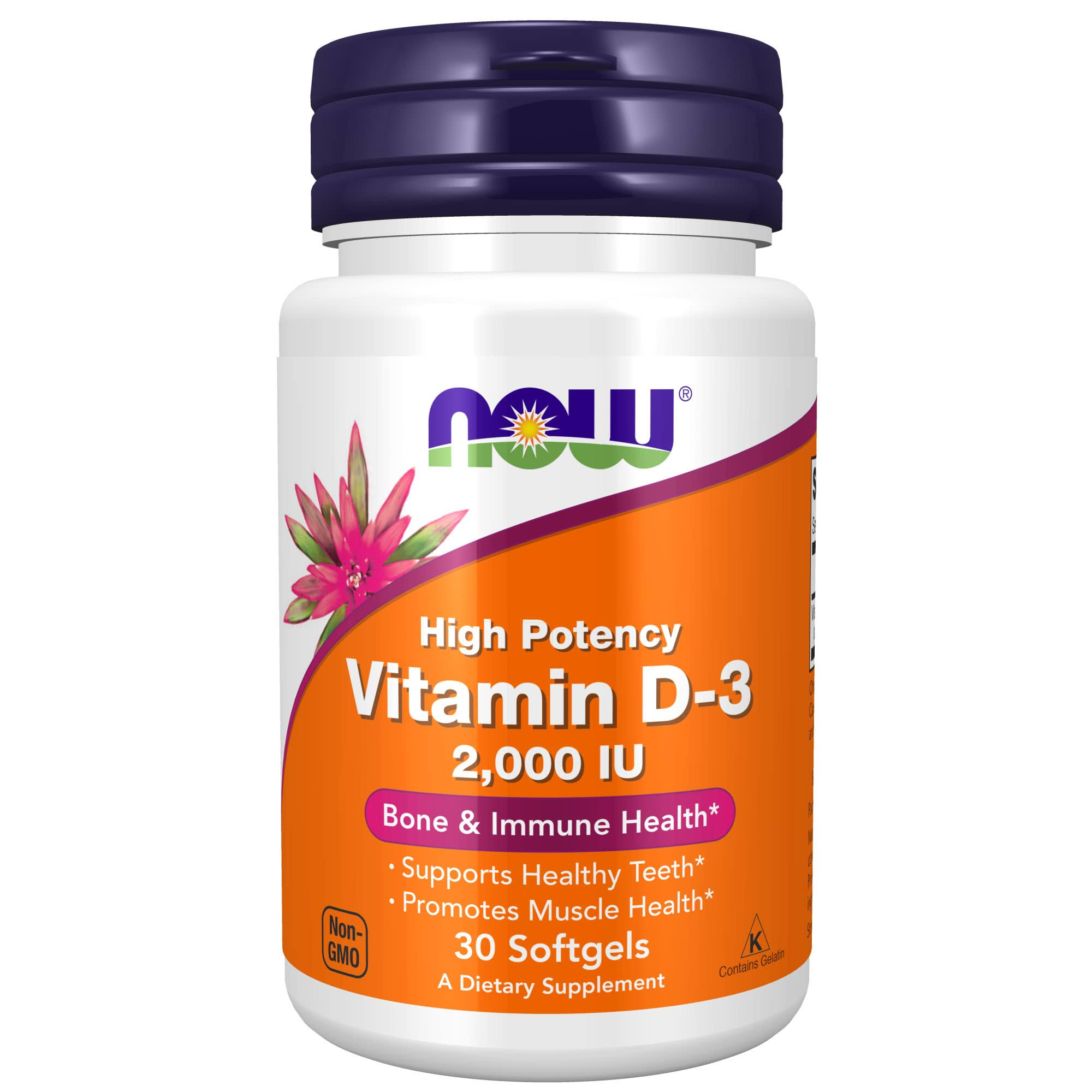 NOW Foods Vitamin D-3 2000 IU 30 Softgels