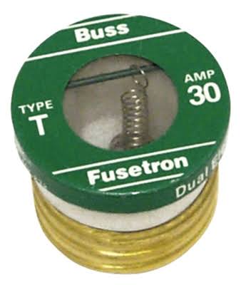 Cooper Bussmann Fusetron Plug Fuse - 125V, 30A, T Type