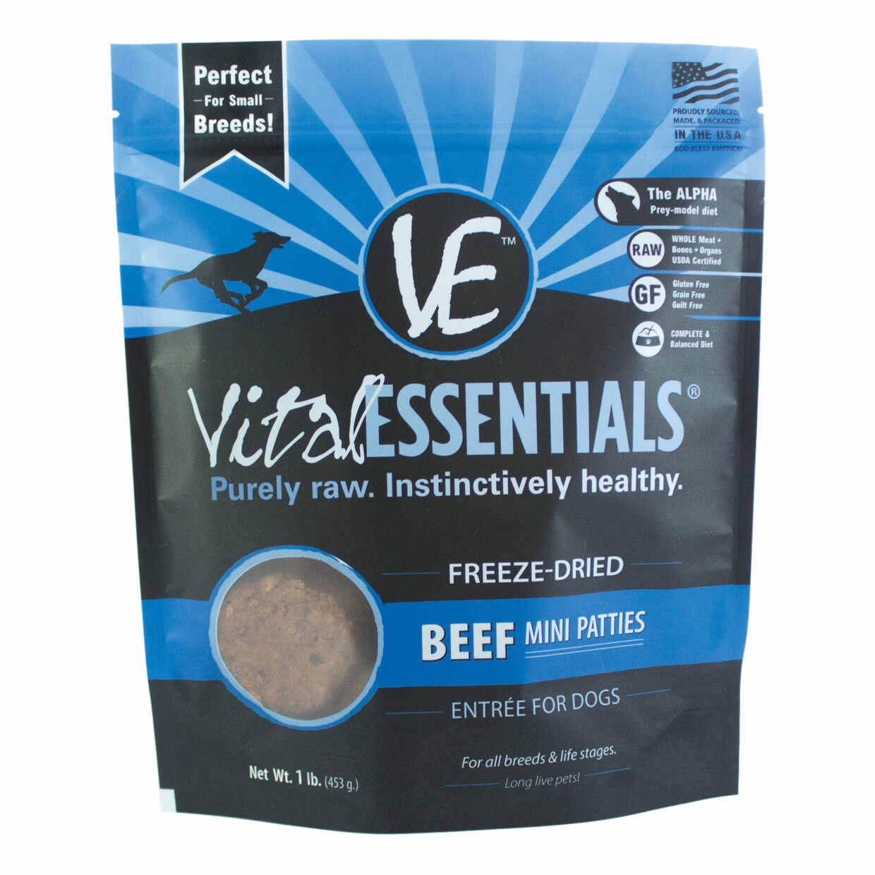Vital Essentials Beef Patties Freeze-Dried Dog Food, 14-oz
