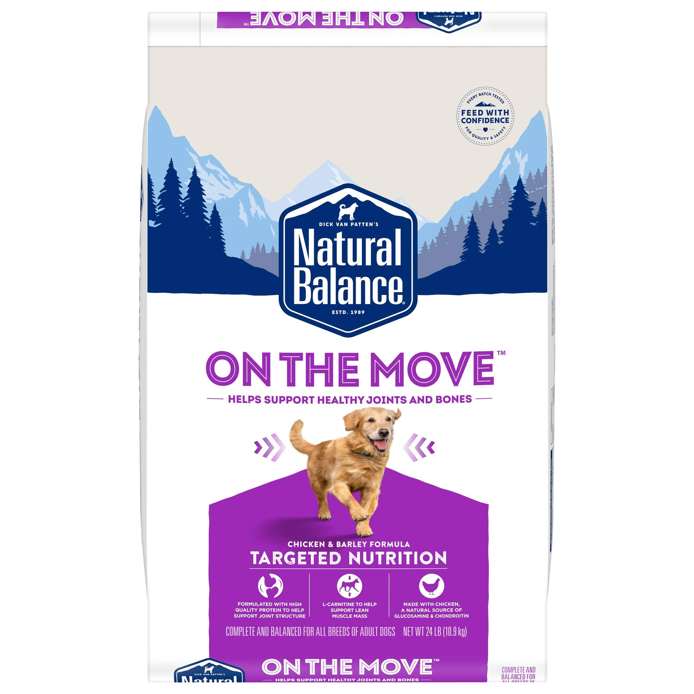 Natural Balance On The Move Dog Food, Chicken & Barley Formula, Targeted Nutrition - 24 lb