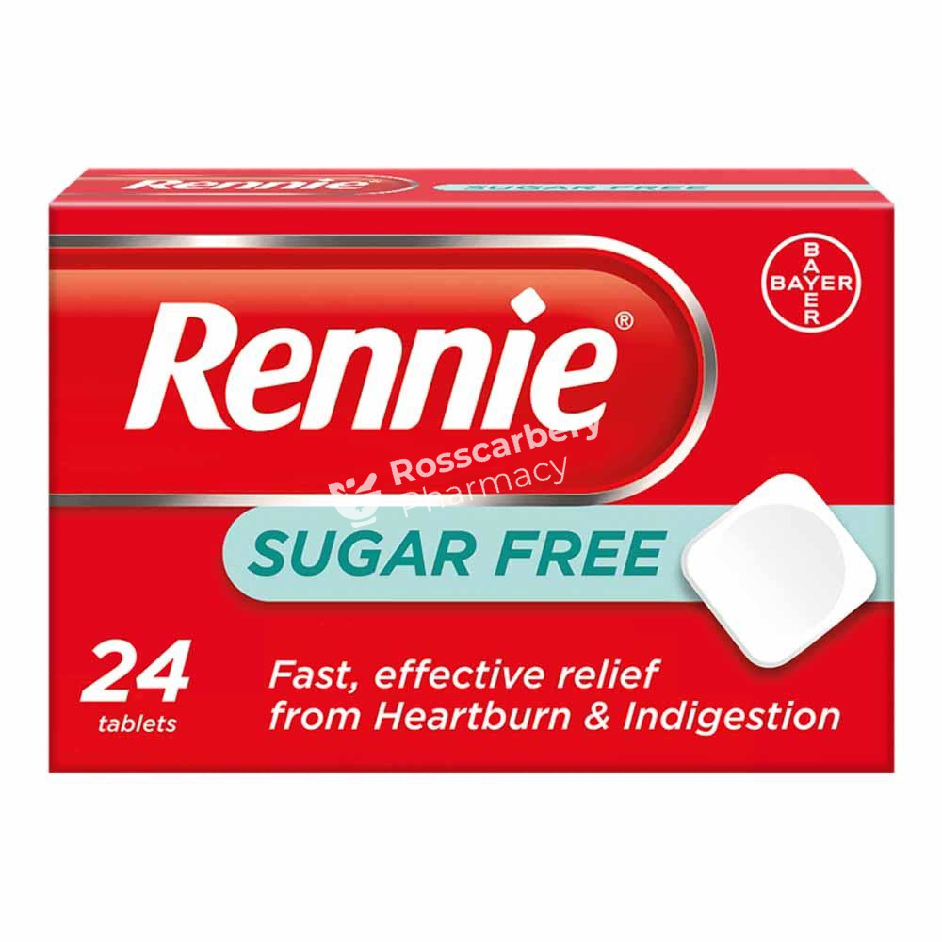 Rennie Indigestion and Heartburn Relief Tablets - Sugar Free, Chewable, 24 Tablets