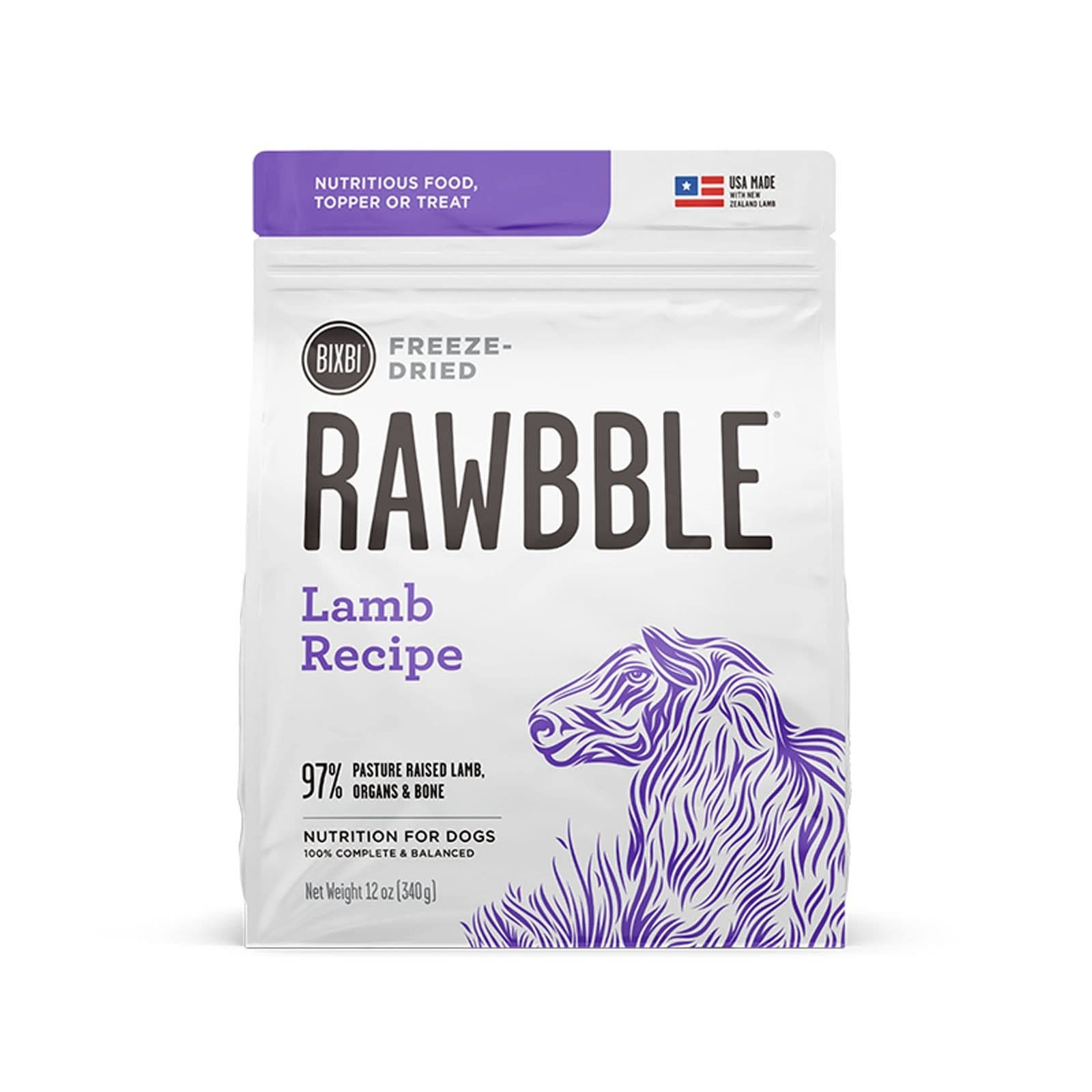 Bixbi Rawbble Lamb Recipe Freeze-Dried Dog Food, 12-oz