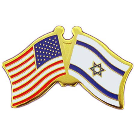 Findingking American & Israel Flags Pin 1 inch, Size: One size, Blue