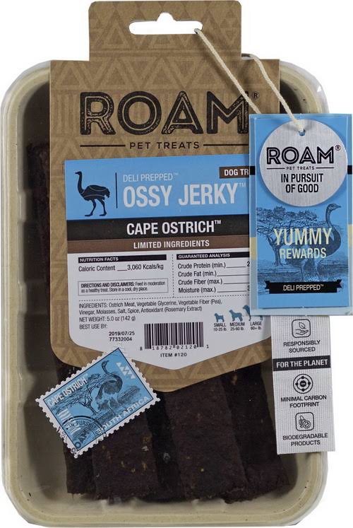 ROAM Ossy Jerky Cape Ostrich Dog Treats 5 oz
