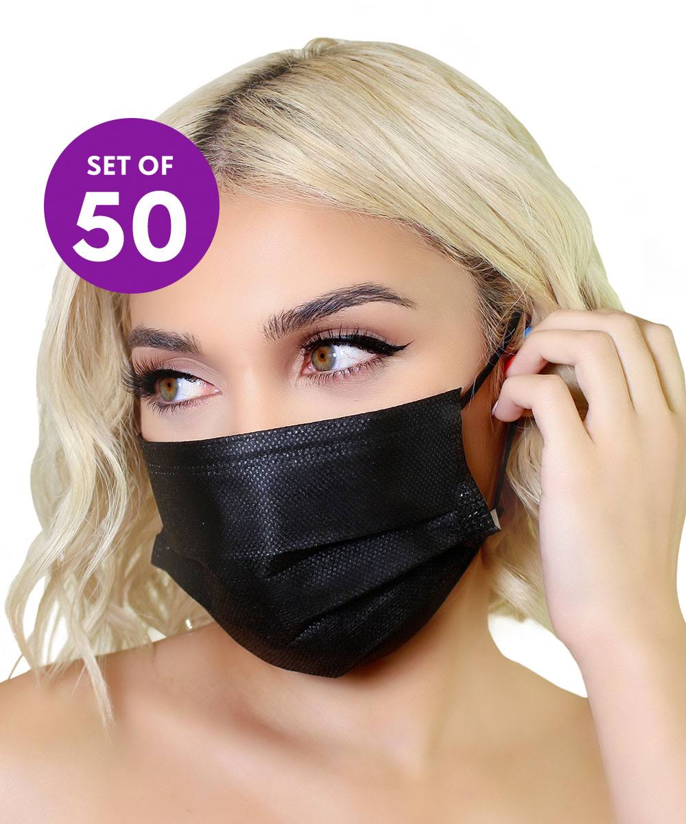 Spa Sister Black Disposable Non-Medical Face Masks - Set of 50 One-Size