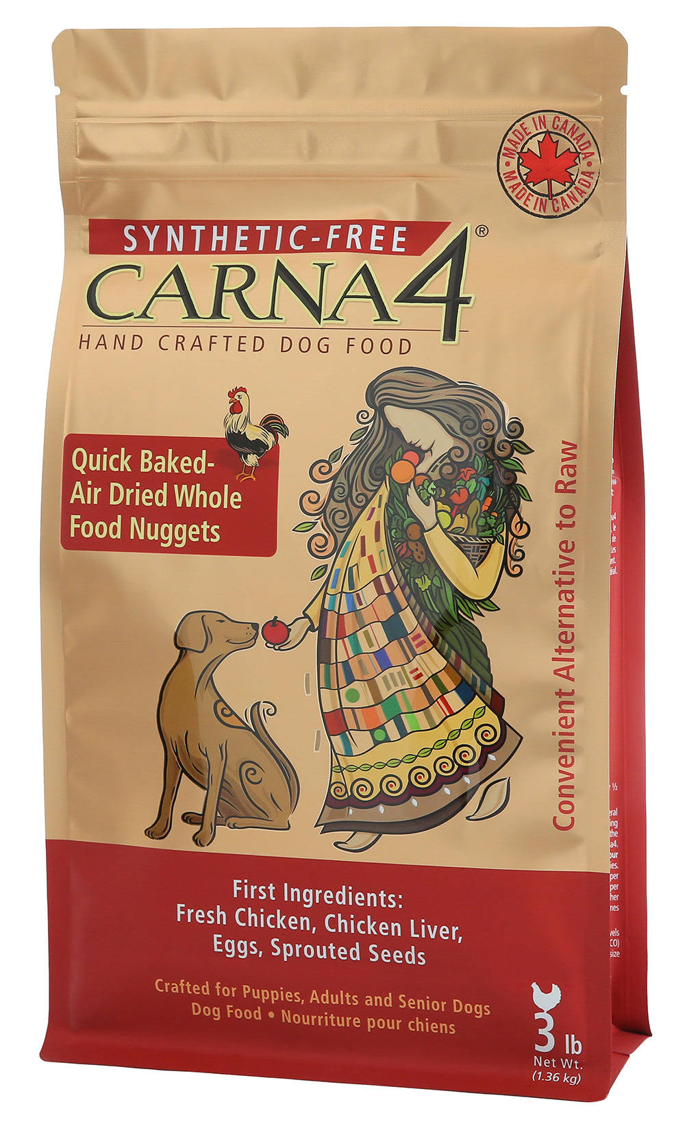 CARNA4 Dry Dog Food - Chicken Recipe - 3 lb. Bag