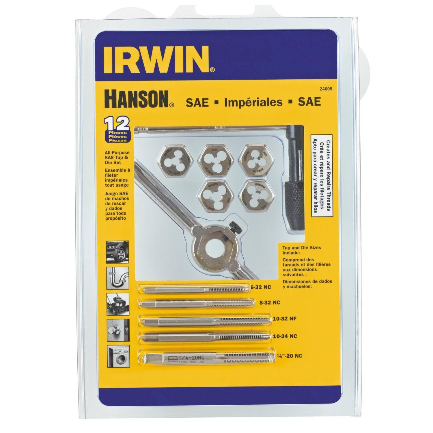 Irwin Hanson Fractional Tap And Hexagon Die Set - 12 Pieces
