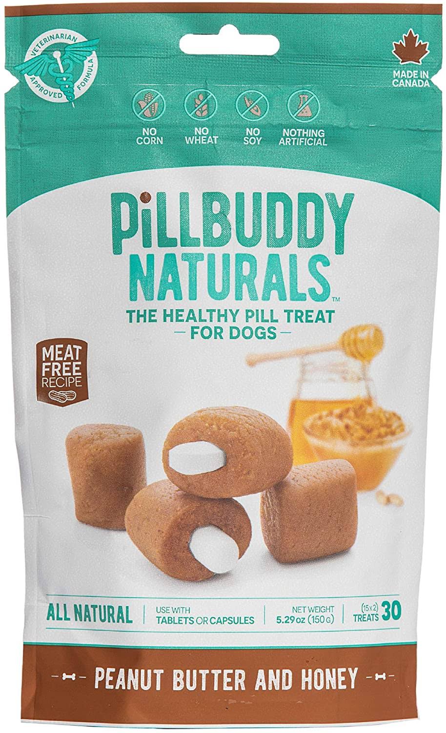 Pill Buddy Naturals, Peanut Butter & Honey Recipe For Dogs, 1 Pack, 30-Count