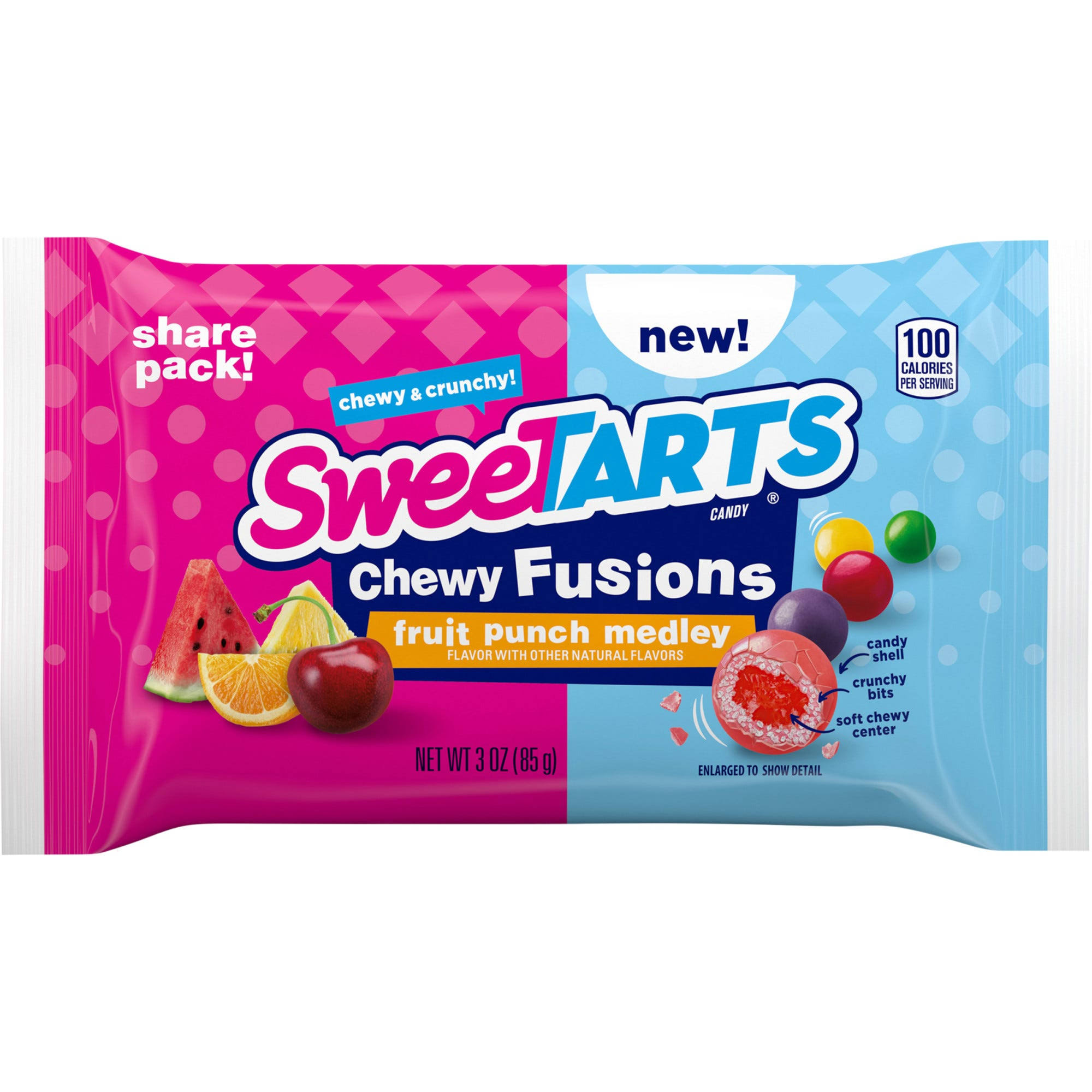 Sweetarts Chewy Fusions Candy, Fruit Punch Medley, Share Pack - 3 oz