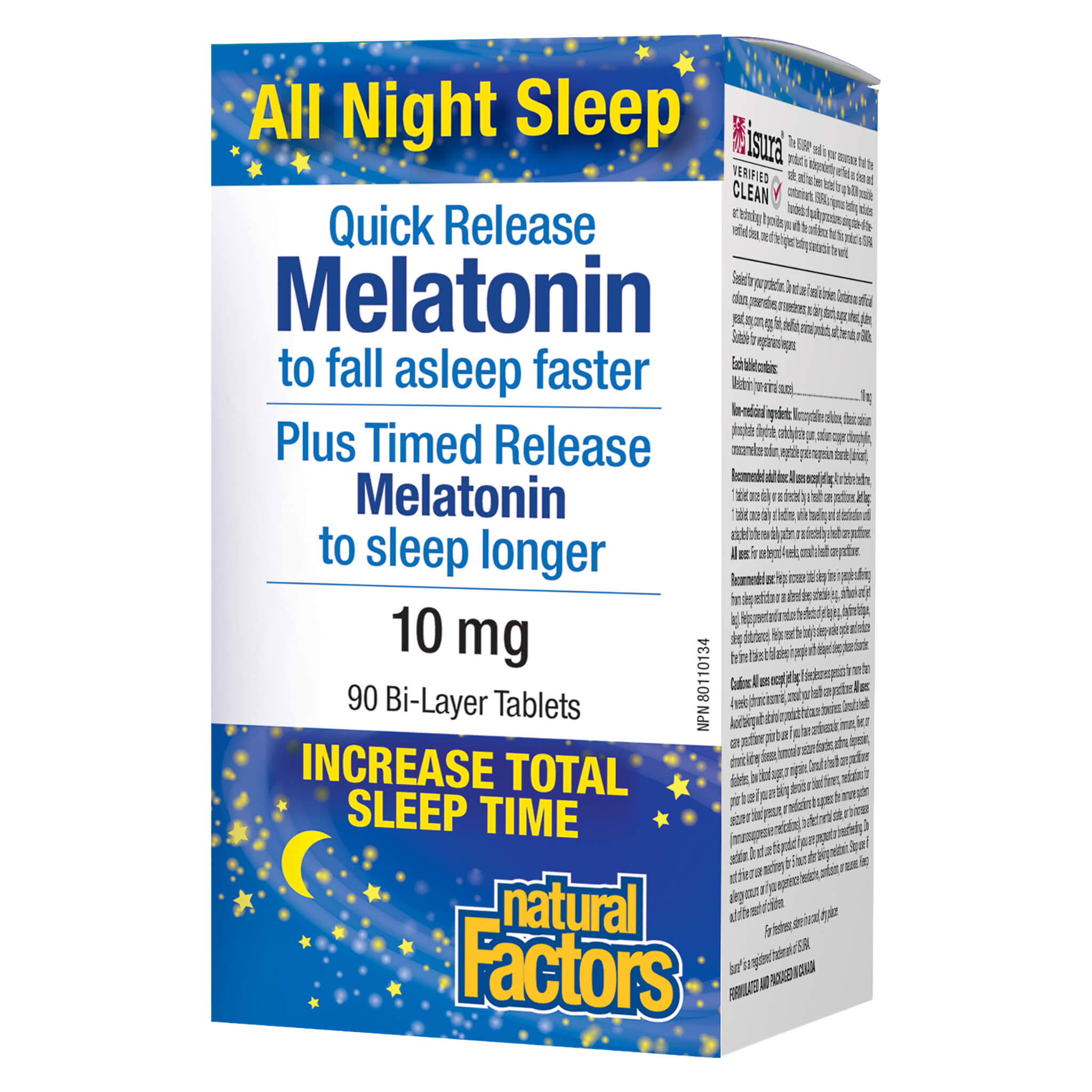 Melatonin Quick Release 10 mg 90 Tablets | Natural Factors