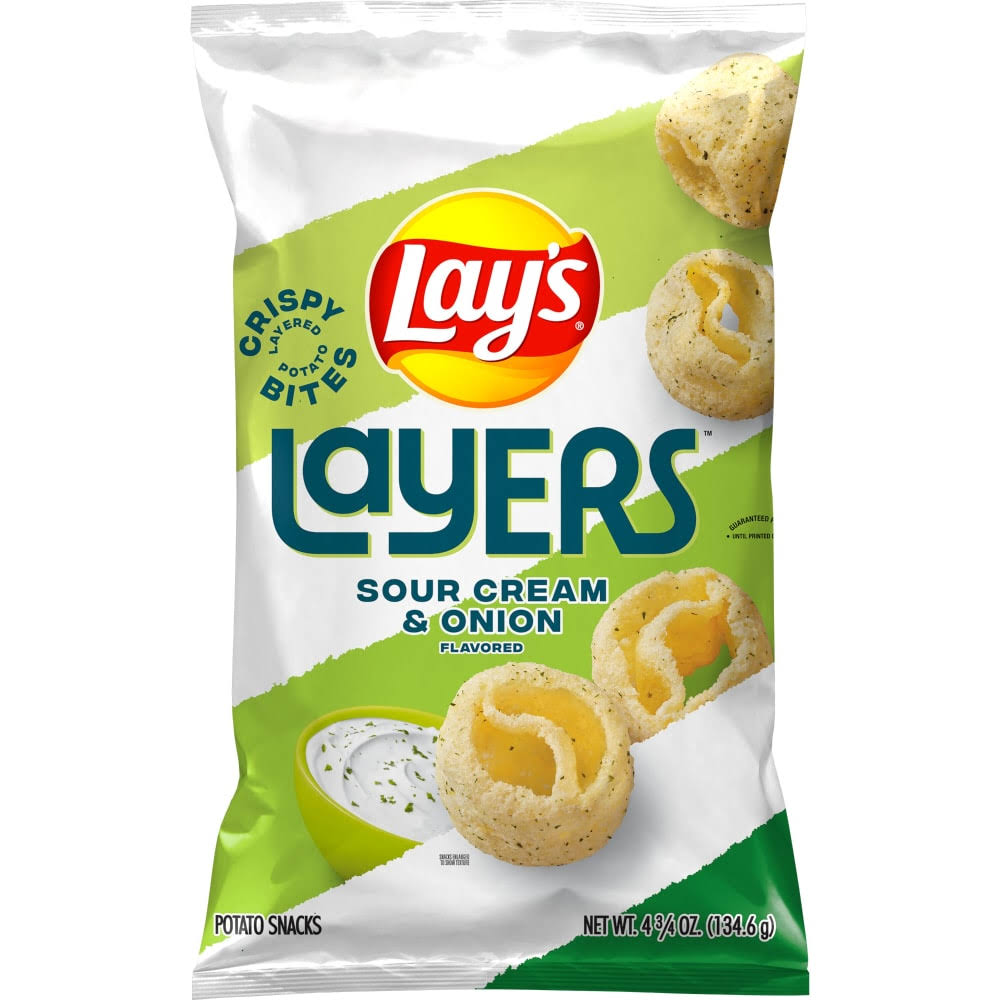 Lay's Layers Potato Snacks, Sour Cream & Onion Flavored - 4.75 oz