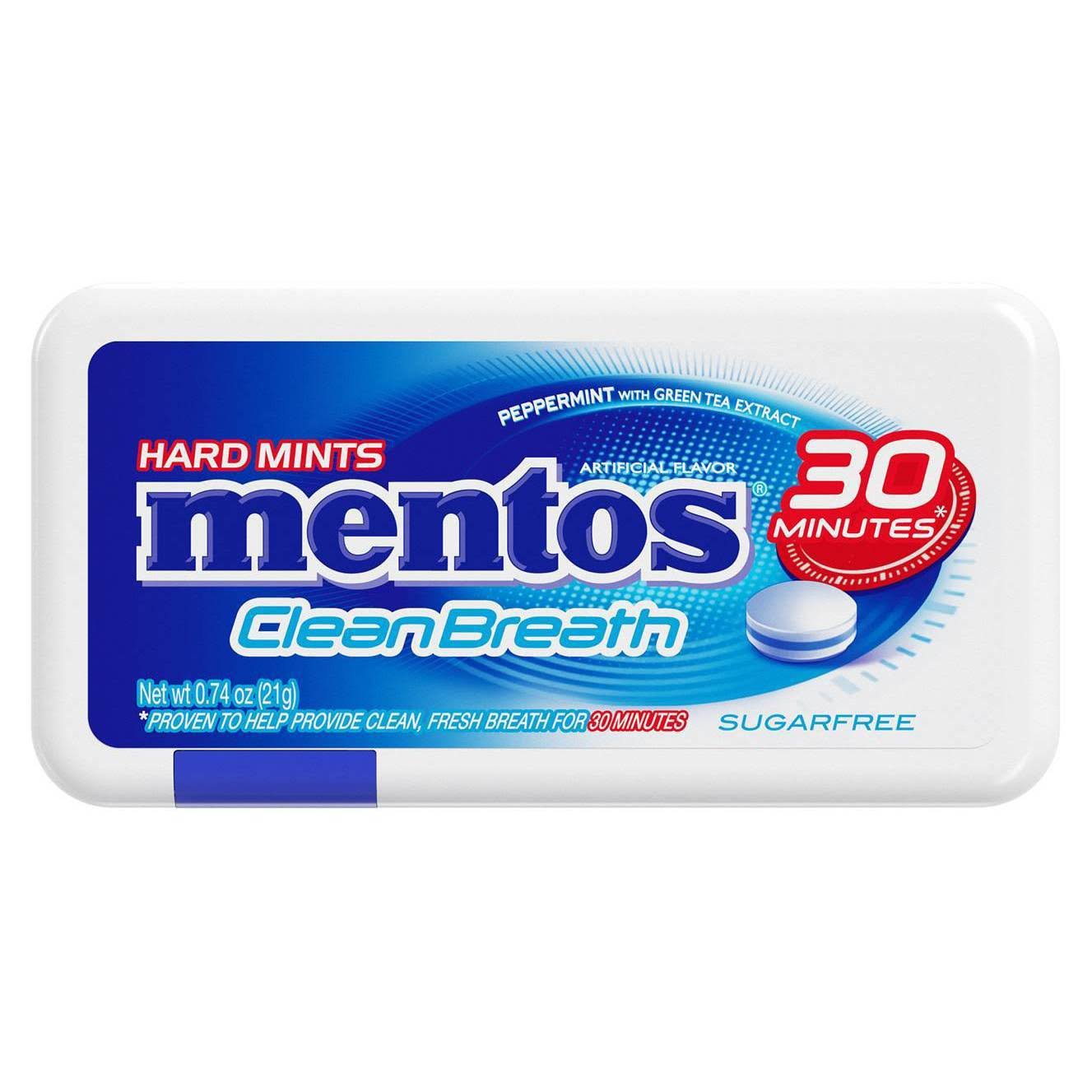 Mentos Clean Breath Hard Mints, Sugarfree, Peppermint - 0.74 oz
