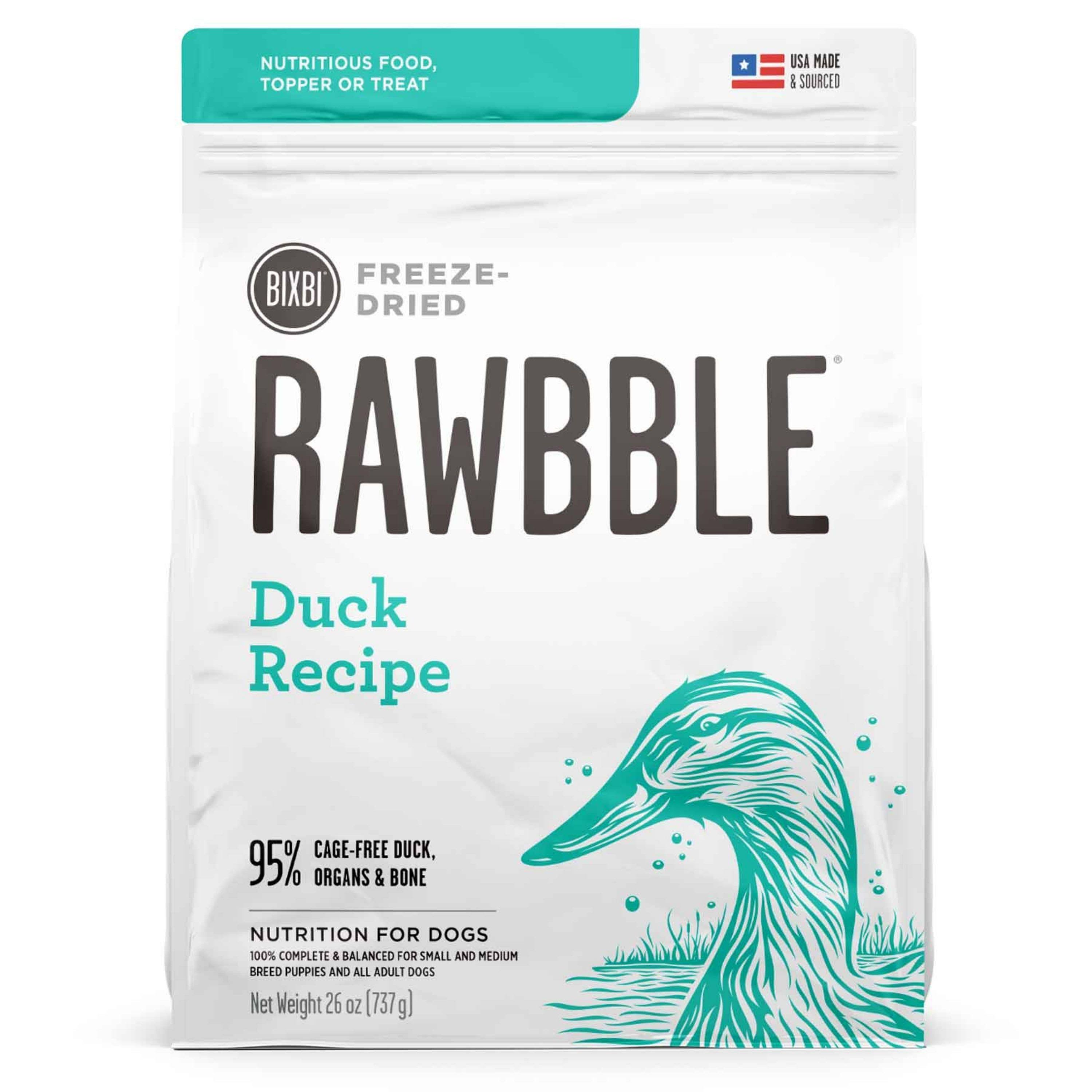 Bixbi Rawbble All Natural Freeze Dried Dog Food - Duck, 26 Oz