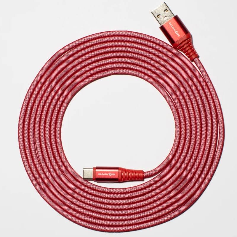 Basan Cord 10-Foot Fishnet Charging/Data Cable - USB-A to USB-C - Red (27514USBACRD)